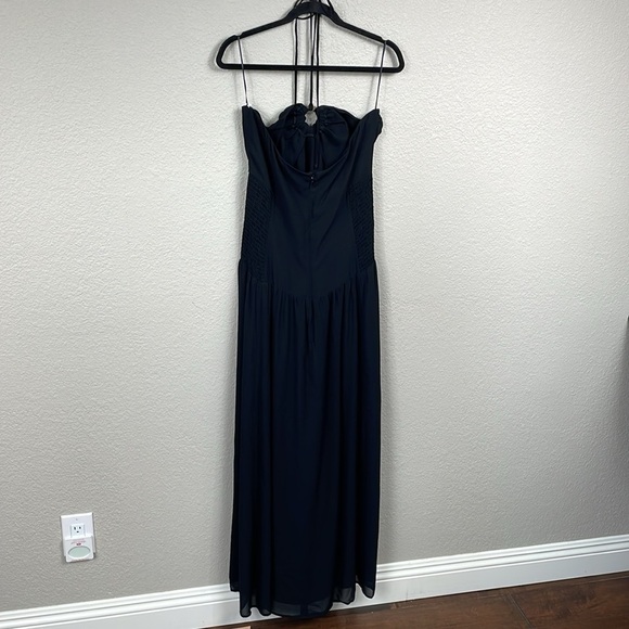 NWT Reformation Eleni Dress Black Maxi Halter Minimalist Vacation Sz 12 - Picture 6 of 14